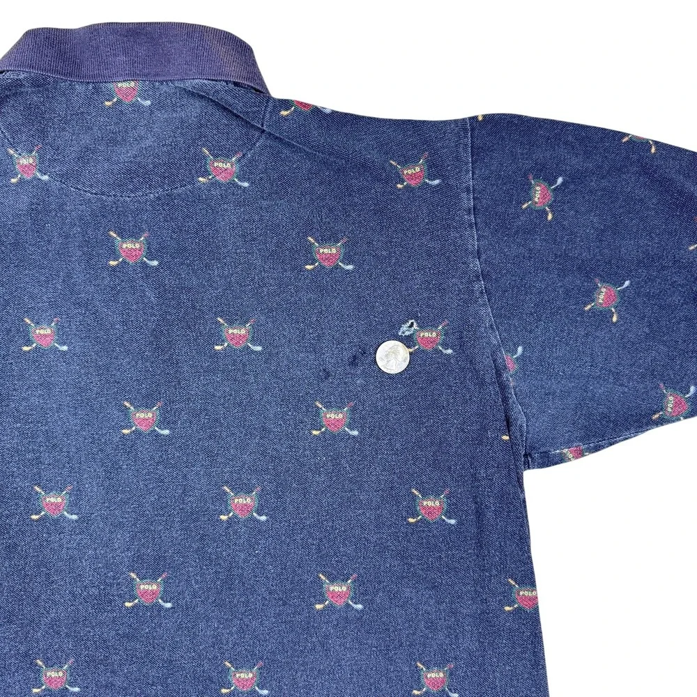 Vtg 90s Polo Ralph Lauren Shirt Men's Large Polo Golf‎ Crest Made in USA